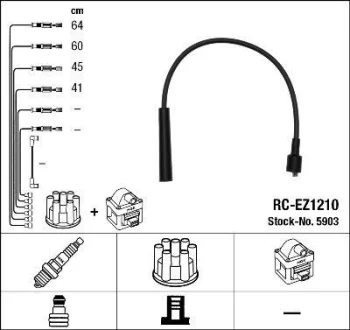Комплект проводів запалювання MAZDA 323 F VI, 323 P V, 323 S V 1.3 08.94-01.01 NGK 5903
