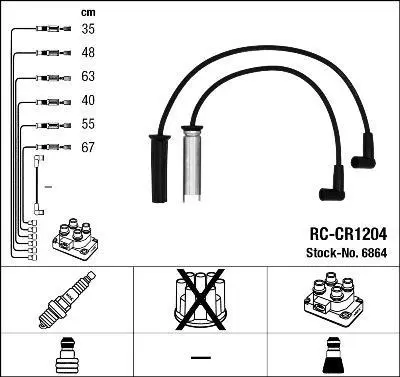 Комплект проводів запалювання CHRYSLER GRAND VOYAGER III, VOYAGER III, VOYAGER IV 3.3/3.8 01.95-08.07 NGK 6864 (фото 1)