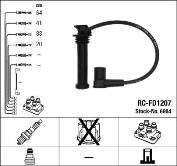 Комплект проводів запалювання FORD FIESTA V, FOCUS I, MONDEO III MAZDA 6, MPV II, TRIBUTE 1.8/2.0/2.3 02.99-06.08 NGK 6984