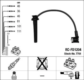 Комплект проводів запалювання FORD COUGAR, MONDEO I, MONDEO II 2.5 07.94-12.01 NGK 7701
