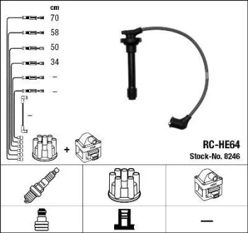 Комплект проводів запалювання HONDA CIVIC VI 1.6/1.8 11.95-02.01 NGK 8246