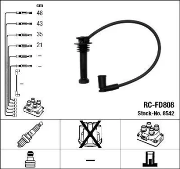 Комплект проводів запалювання FORD COUGAR, FOCUS I, MAVERICK, MONDEO II, TOURNEO CONNECT, TRANSIT CONNECT MAZDA TRIBUTE 1.8/1.8LPG/2.0 08.96- NGK 8542