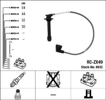 Комплект проводів запалювання MAZDA 626 IV, 626 V TOYOTA AVENSIS, CELICA, COROLLA VERSO, MR2 III, RAV 4 II 1.8/1.9/2.0 08.91-06.07 NGK 8932