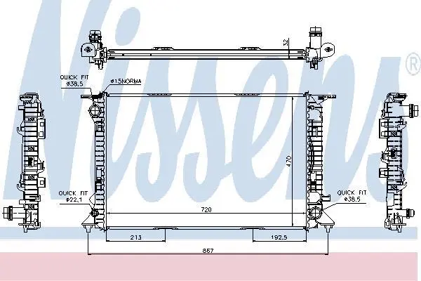 Радіатор охолодження AUDI A4/A5/A6/A7/Q5 2.7-3.0 07-18 NISSENS 60317 (фото 1)