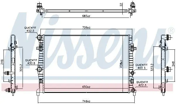 Радіатор охолодження OCTAVIA III/GOLF 1.0-1.4 TSI 12-20 NISSENS 606218 (фото 1)