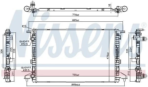 Радіатор охолодження AUDI A4/A5/A6 2.0 15- NISSENS 606463 (фото 1)