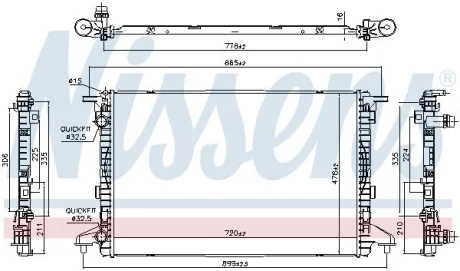 Радіатор охолодження AUDI A4/A5/A6 2.0 15- NISSENS 606463