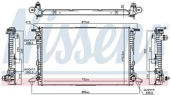Радіатор охолодження AUDI Q5/Q7/Q8/TOUAREG (CR7, RC8) 15- NISSENS 606578 (фото 1)