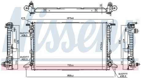 Радіатор охолодження AUDI Q5/Q7/Q8/TOUAREG (CR7, RC8) 15- NISSENS 606578