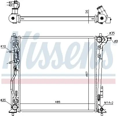 Радіатор охолодження двигуна Tucson/Sportage 2.0 CRDi 15-22 NISSENS 606606 (фото 1)