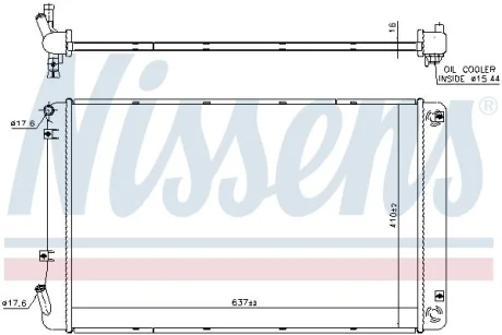 Радіатор охолодження двигуна Ioniq/Niro I 1.6GDI 16- (з оливним радіатором) NISSENS 606608