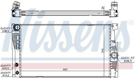 Фото радіатор системи охолодження NISSENS 60836 Радіатор системи охолодження NISSENS 60836
