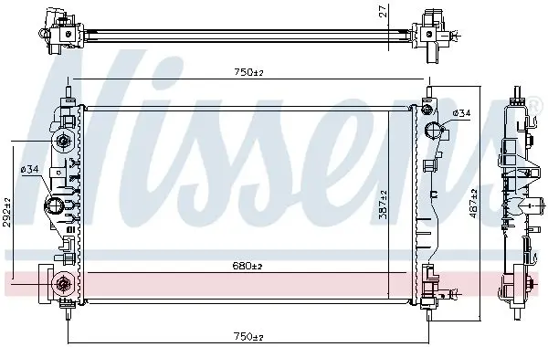 Радіатор охолодження CRUZE/ORLANDO (J309) 1.6-2.0 09- NISSENS 61707 (фото 1)