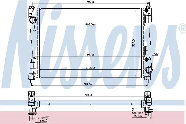 Радіатор води Doblo/Combo 1.3/1.6/2.0 D Multijet 10- NISSENS 61919 (фото 1)