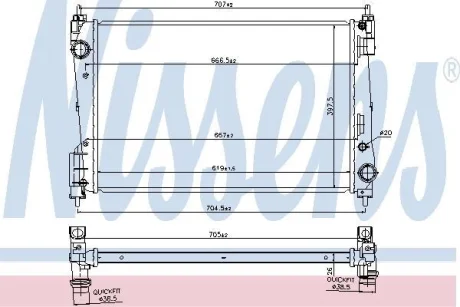 Радіатор води Doblo/Combo 1.3/1.6/2.0 D Multijet 10- NISSENS 61919