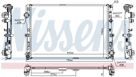 Радіатор охолодження MB C-Class (W205) 1.6-2.2 13-19 NISSENS 627029