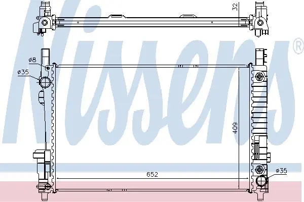 Радіатор охолодження двигуна MB A (W169)/B (W245) 1.5-2.0 i/2.0 CDI 04-12 NISSENS 62799A (фото 1)