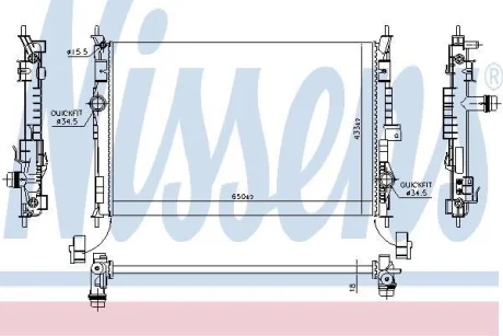 Радіатор охолодження Berlingo/Jumpy III/508 II 18- /308 13- 1.2-2.0 HDI/THP (18x650x433mm) NISSENS 636014