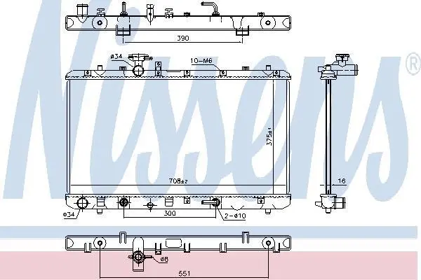 Радіатор охолодження двигуна Suzuki SX4 1.5/1.6i 06-15 (АКПП) NISSENS 64255 (фото 1)