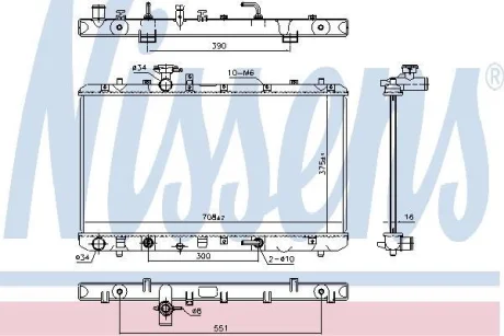 Радіатор охолодження двигуна Suzuki SX4 1.5/1.6i 06-15 (АКПП) NISSENS 64255