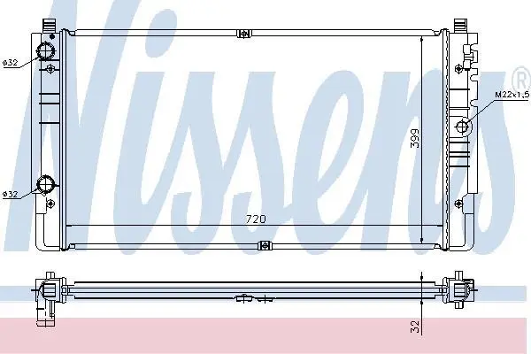 Радіатор охолодження двигуна T4 09.96> (720x414x32) NISSENS 65238A (фото 1)