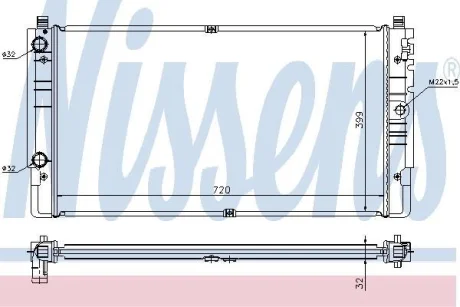 Радіатор охолодження двигуна T4 09.96> (720x414x32) NISSENS 65238A