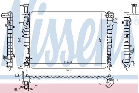 Радіатор охолодження двигуна Hyundai Tucson (JM) (04-) (вир-во Nissens) NISSENS 675005