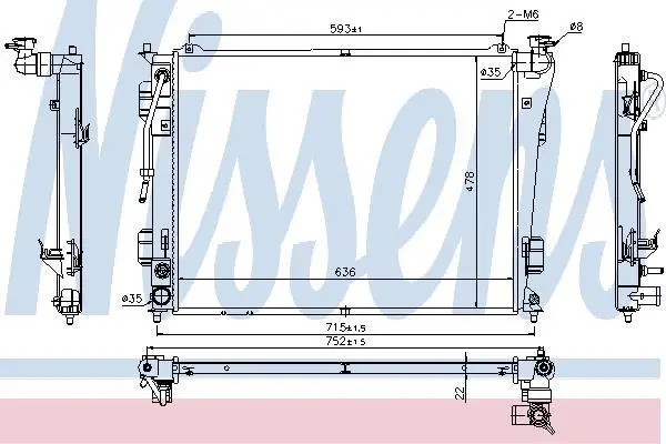 Радіатор охолодження SONATA VI/OPTIMA 2.0-2.4 10-15 NISSENS 675012 (фото 1)