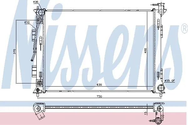 Радіатор системи охолодження Hyundai Sonata 2.0/2.4i 14-19 NISSENS 675053 (фото 1)