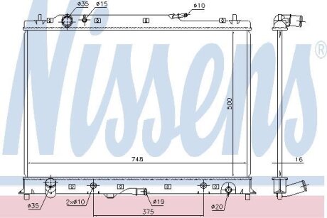 Фото радіатор системи охолодження NISSENS 68525 Радіатор системи охолодження NISSENS 68525