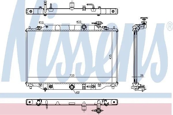 Радіатор охолодження двигуна Mazda CX-5 2.2 D 12-17 (АКПП) NISSENS 68533 (фото 1)