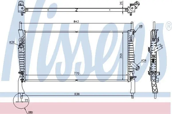 Радіатор охолодження TRANSIT 2.2-2.4 TDCi/16V 06-14 NISSENS 69226 (фото 1)