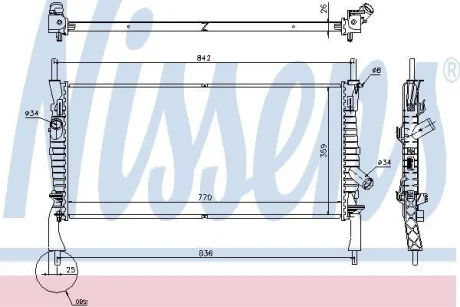 Радіатор охолодження TRANSIT 2.2-2.4 TDCi/16V 06-14 NISSENS 69226