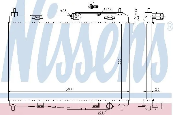 Радіатор охолодження FIESTA VI/B-MAX (JK) 1.25-1.6 08- NISSENS 69235 (фото 1)