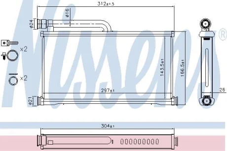 Радіатор пічки Радіатор пічки Audi A6 04-11 NISSENS 70233