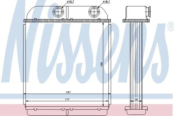 Радіатор пічки Volvo S40/V40 1.6-2.0 (180x178x26) NISSENS 73644 (фото 1)