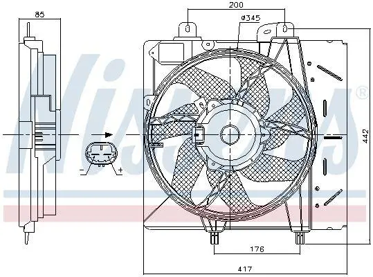 Вентилятор радіатора C2/C3 1.1-1.6 02-/Peugeot 1007/207/208 1.0-1.6 05- NISSENS 85991 (фото 1)