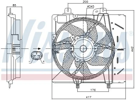 Вентилятор радіатора C2/C3 1.1-1.6 02-/Peugeot 1007/207/208 1.0-1.6 05- NISSENS 85991
