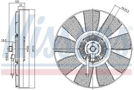 Віскомуфта вентилятора охолодження (вентилятор) MERCEDES SPRINTER 3,5-T (B906), SPRINTER 3,5-T (B907), SPRINTER 3,5-T (B907, B910), SPRINTER 3,5-T (B909), SPRINTER 3-T (B906) 2.1D/2.2D/3.0D 06.06- NISSENS 86218