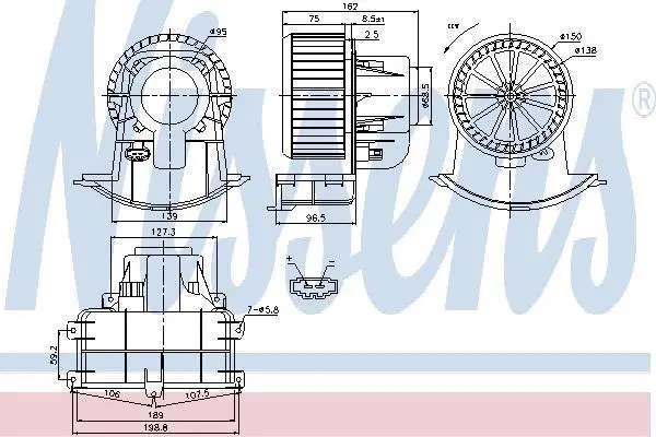Моторчик пічки VW T5/T6 1.9-2.0 03-24 (384W) NISSENS 87033 (фото 1)