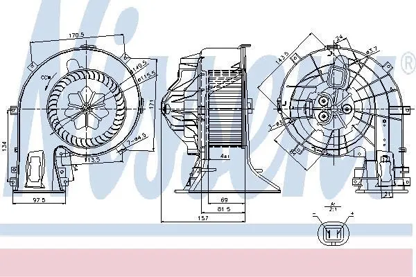 Моторчик пічки CROMA/VECTRA C (Z02) 1.6-3.2 02-11 NISSENS 87049 (фото 1)