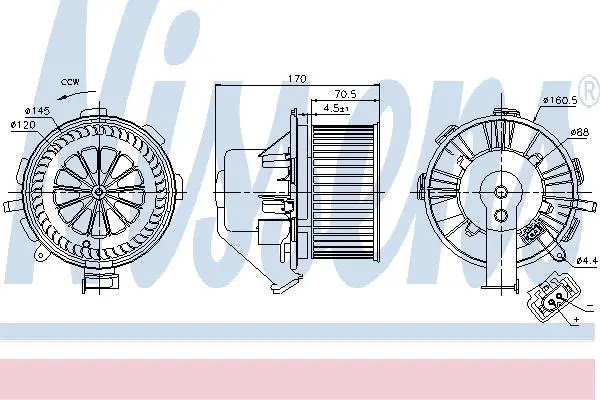 Вентилятор салону MERCEDES SPRINTER 3,5-T (B906), SPRINTER 3-T (B906), SPRINTER 4,6-T (B906), SPRINTER 5-T (B906) VW CRAFTER 30-35, CRAFTER 30-50 1.8-3.5 04.06-12.19 NISSENS 87106 (фото 1)