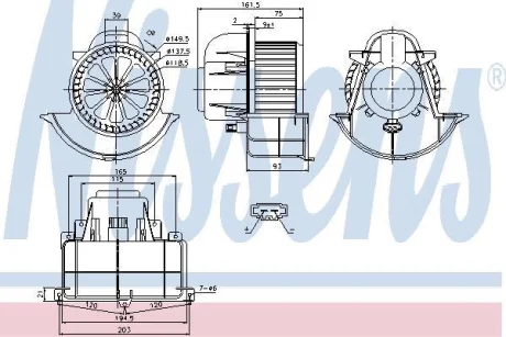 Моторчик пічки Touareg 03-/Amarok 10- (150 mm) NISSENS 87139