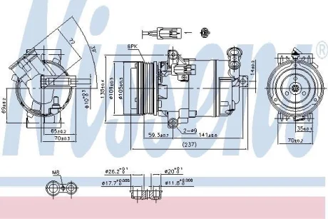 Компресор кондиціонера ASTRA H/ZAFIRA 1.9 CDTI 04-15 NISSENS 890006