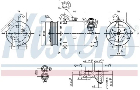Компресор кондиціонера FOCUS III/MONDEO IV 2.0 TDCi 07-15 NISSENS 890040