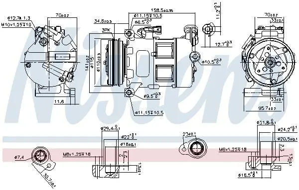 Компресор кондиціонера VOLVO XC60/XC70 2.4 08-17 NISSENS 890062 (фото 1)