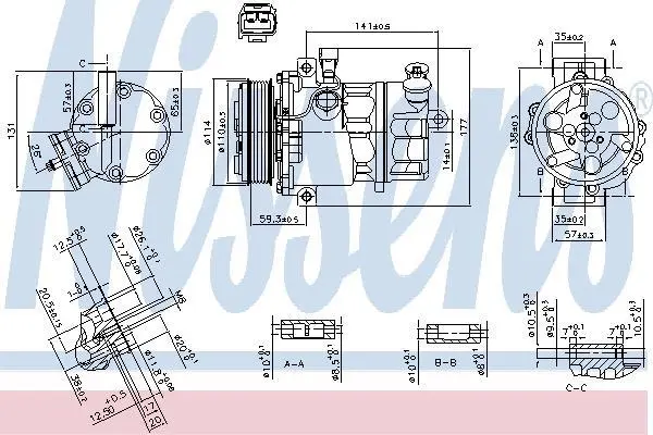 Компресор кондиціонера DOBLO 1.6-2.0 D 10- NISSENS 890074 (фото 1)