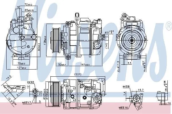 Компресор кондиціонера VW T5/T6 2.0 BiTDI/TDI 09-19 NISSENS 890173 (фото 1)