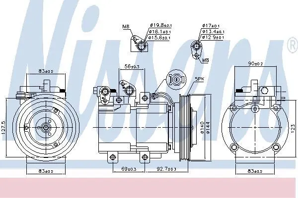 Компресор кондиціонера TERRACAN (HP) 2.9 CRDi 01-06 NISSENS 890182 (фото 1)