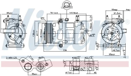 Компресор кондиціонера TOURNEO/TRANSIT 2.2 TDCi 12-18 NISSENS 890217